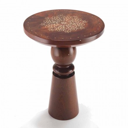 Lamp table with brass decoration top, diameter 45 cm, Sanni Viadurini