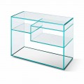 Sofa Side Coffee Table or Bedside Table in Extra-clear Glass Mirror Base - Linzy