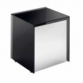Sofa Side Table or Bedside Table in Smoked Glass with Wooden Drawer - Mantra