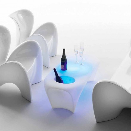 Bright Coffee Table with Sparkling Wine Bottle, Outdoor or Indoor Design - Lily by Myyour Viadurini