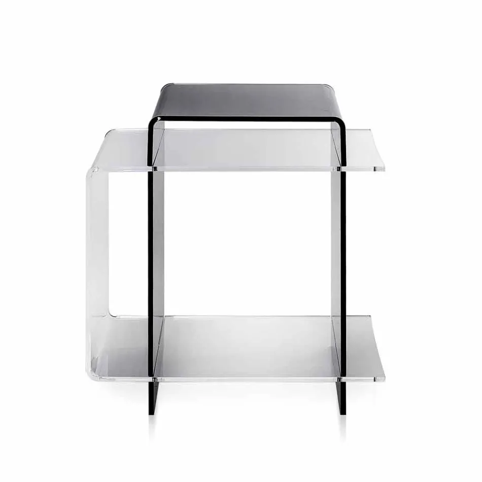 Contemporary table with 3 shelves smoked and transparent Gosto made in Italy Viadurini