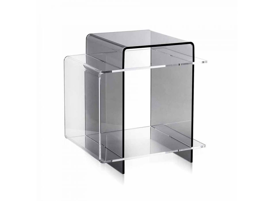 Contemporary table with 3 shelves smoked and transparent Gosto made in Italy Viadurini