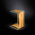 One leg side table Venezia, glass and wood