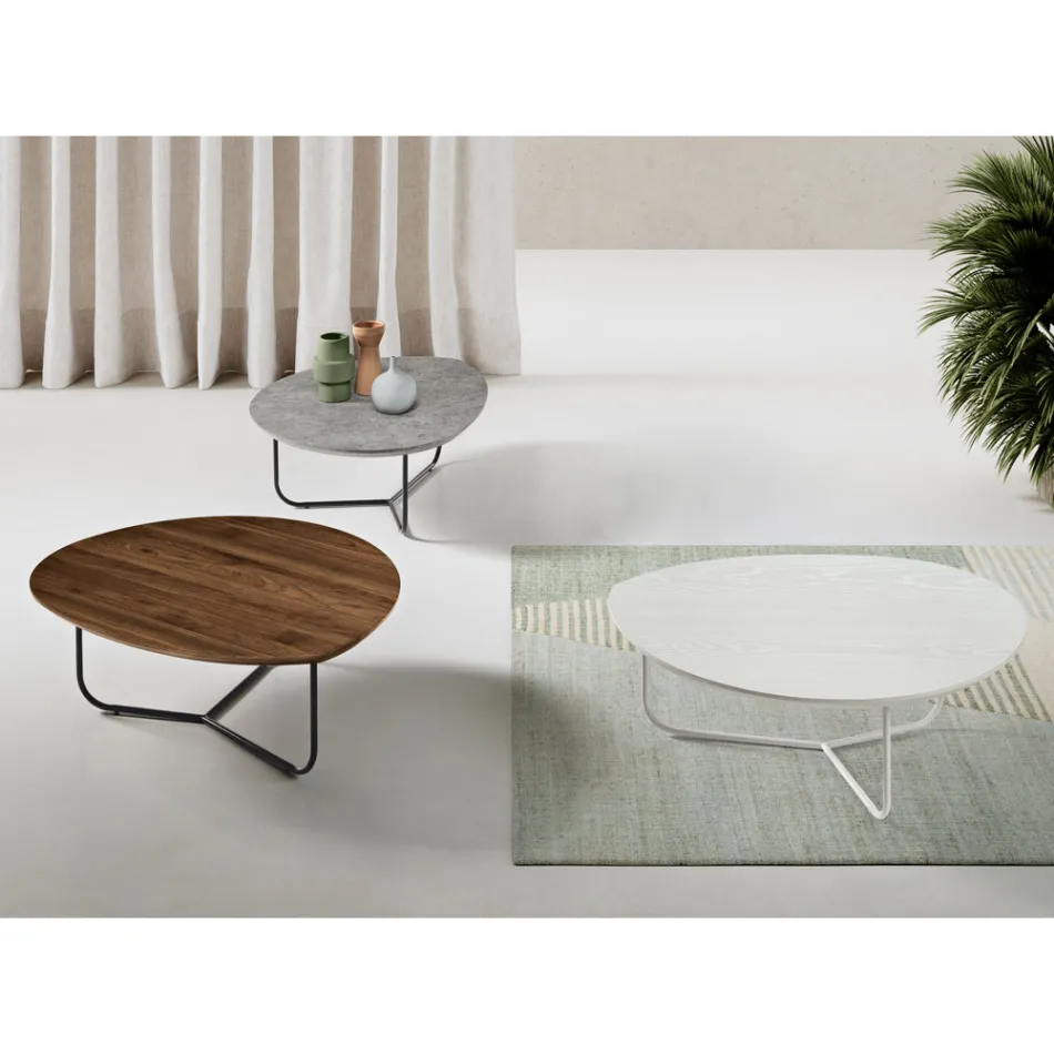 Relia - Modern Coffee Table in MDF and Painted Metal in Various Finishes Viadurini