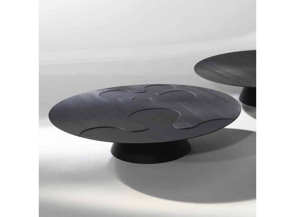 Contemporary black coffee table made of lacquered larch wood Lily Viadurini