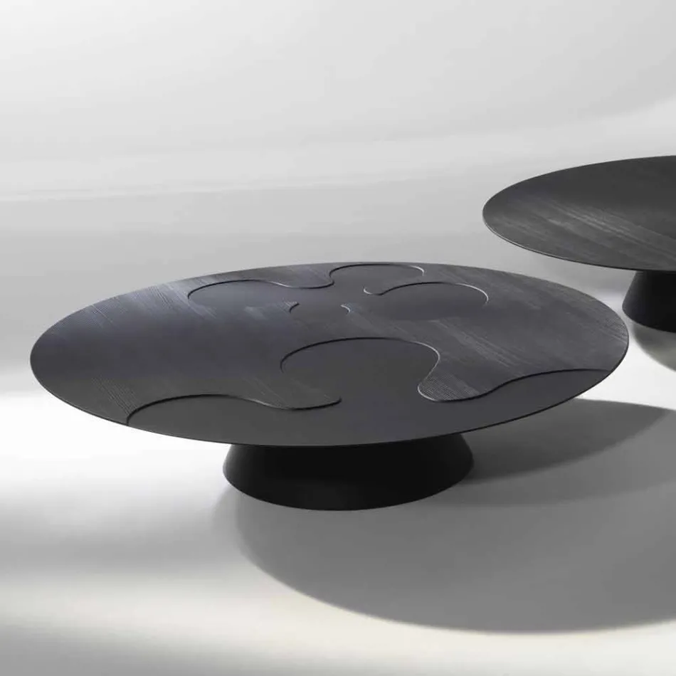 Contemporary black coffee table made of lacquered larch wood Lily Viadurini