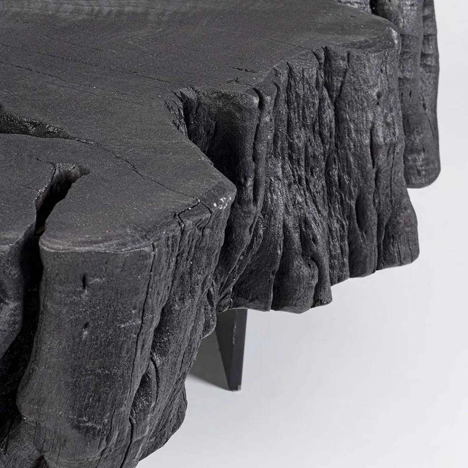 Homemotion Black Coffee Table in Steel and Natural Acacia Wood - Camala Viadurini