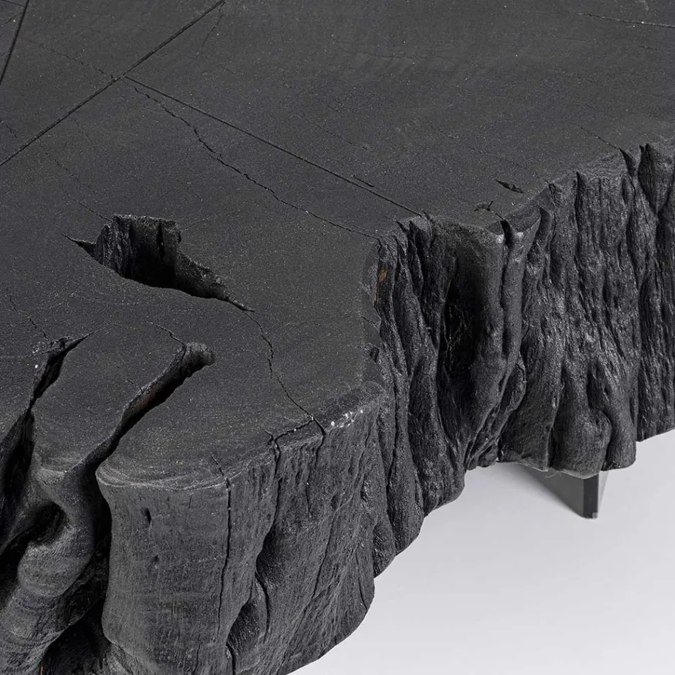 Homemotion Black Coffee Table in Steel and Natural Acacia Wood - Camala Viadurini