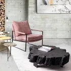 Homemotion Black Coffee Table in Steel and Natural Acacia Wood - Camala Viadurini