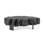 Homemotion Black Coffee Table in Steel and Natural Acacia Wood - Camala Viadurini