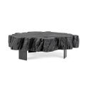 Homemotion Black Coffee Table in Steel and Natural Acacia Wood - Camala