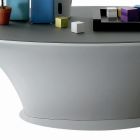 Boat Design Oval Coffee Table Metal and Etched Glass - Embarkation Viadurini