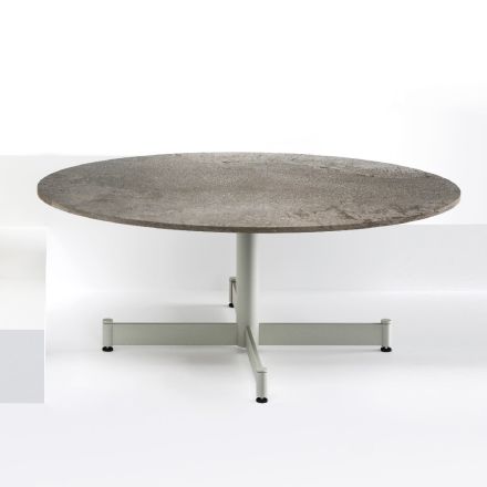 Oval Outdoor Coffee Table with Steel Base Made in Italy - Armony Viadurini