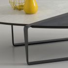 Oval Living Room Metal Coffee Table and Two-Tone Ceramic Top - Comacchio Viadurini