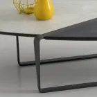 Oval Living Room Metal Coffee Table and Two-Tone Ceramic Top - Comacchio Viadurini