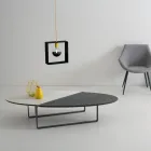 Oval Living Room Metal Coffee Table and Two-Tone Ceramic Top - Comacchio Viadurini