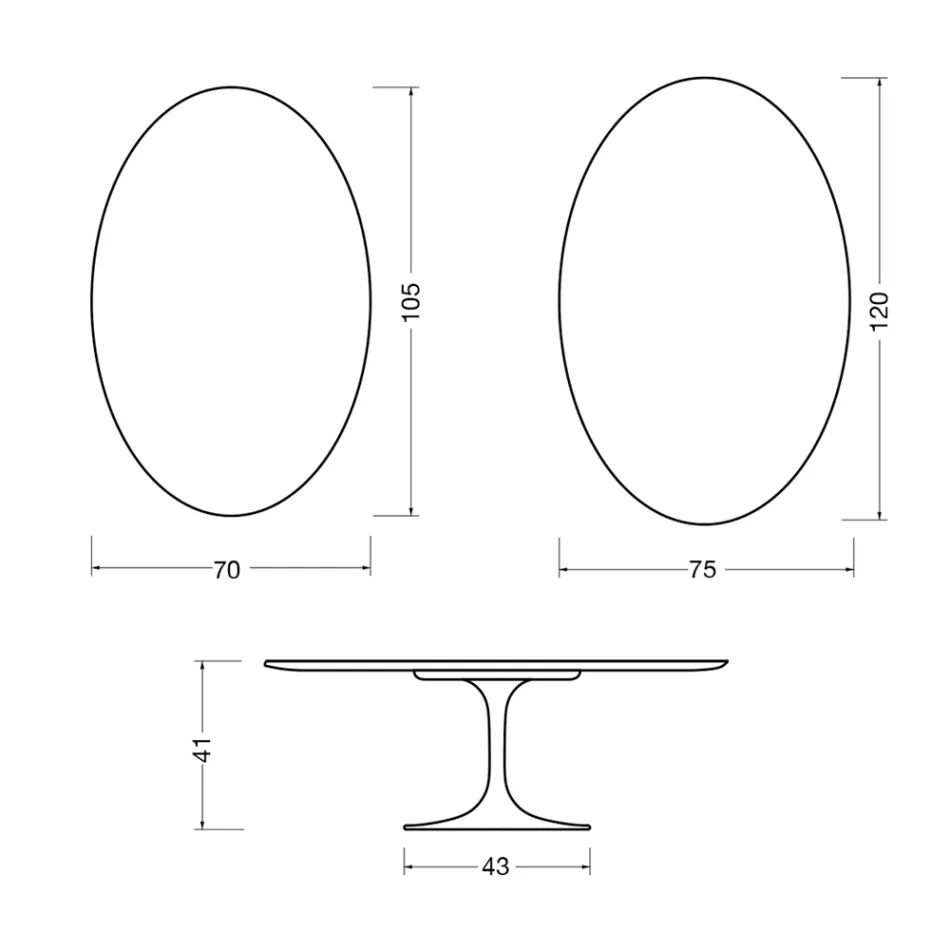 Saarinen Tulip Oval Coffee Table H 41 cm in Matte White Florim Ceramic - Scarlet Viadurini
