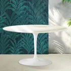 Saarinen Tulip Oval Coffee Table H 41 cm in Glossy Calacatta Gold Florim Ceramic - Scarlet Viadurini