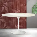 Saarinen Tulip Oval Coffee Table H 41 cm in Florim Calacatta Gold Matt Ceramic - Scarlet Viadurini