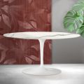 Saarinen Tulip Oval Coffee Table H 41 cm in Florim Statuario Matte Ceramic - Scarlet