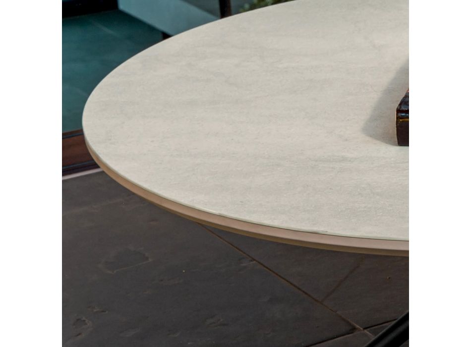 Round Coffee Table for Living Room Metal and Ceramic Base Oapca - Shanghai Viadurini