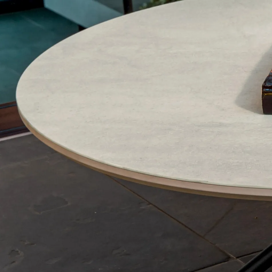 Round Coffee Table for Living Room Metal and Ceramic Base Oapca - Shanghai Viadurini