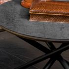 Round Coffee Table for Living Room Metal and Ceramic Base Oapca - Shanghai Viadurini