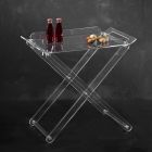 Folding Table with Transparent Acrylic Crystal Tray - Makete Viadurini