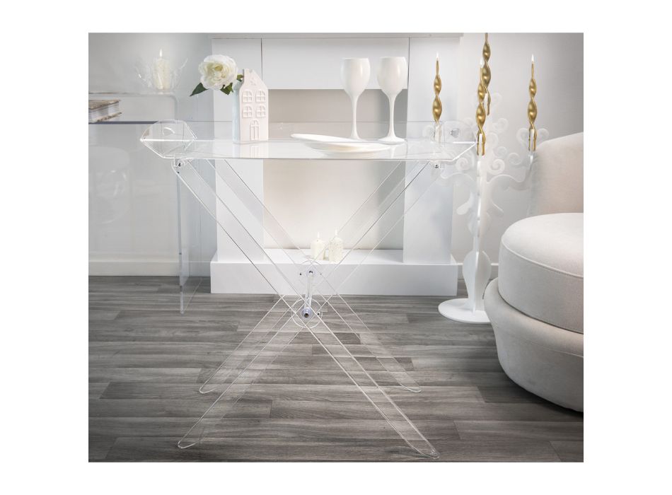 Folding Table with Transparent Plexiglass Tray 2 Sizes - Robbie Viadurini