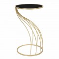 Round Design Telephone Stand in Glass, Iron and MDF - Isaiah