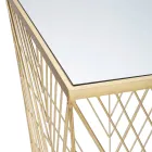 Telephone table in golden iron and mirrored glass top - Olivia Viadurini