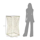 Telephone table in golden iron and mirrored glass top - Olivia Viadurini