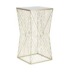 Telephone table in golden iron and mirrored glass top - Olivia Viadurini