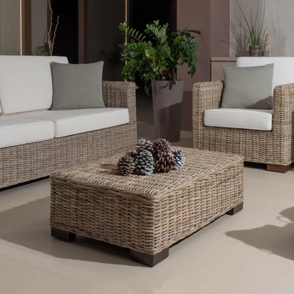 Garden Coffee Table-Pouf in Gray Kubù with Cushion - Cerys Viadurini