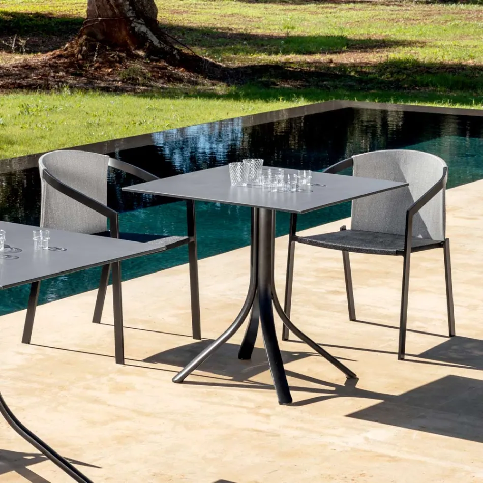 Square Outdoor Bar Table 4 Legs in Aluminum in 2 Colors - Filomena Viadurini