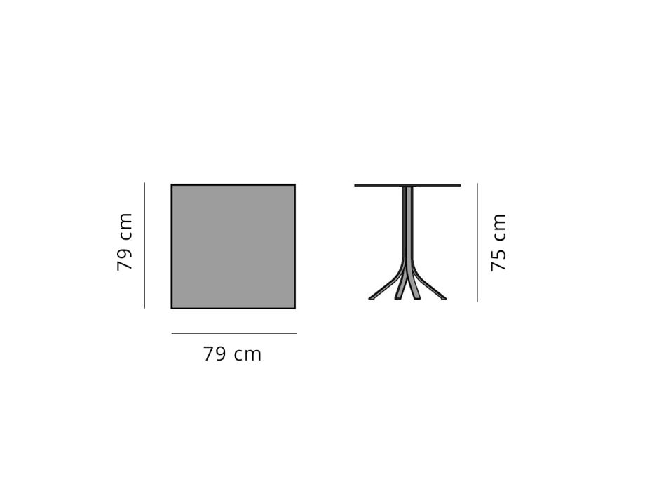 Square Outdoor Bar Table 4 Legs in Aluminum in 2 Colors - Filomena Viadurini