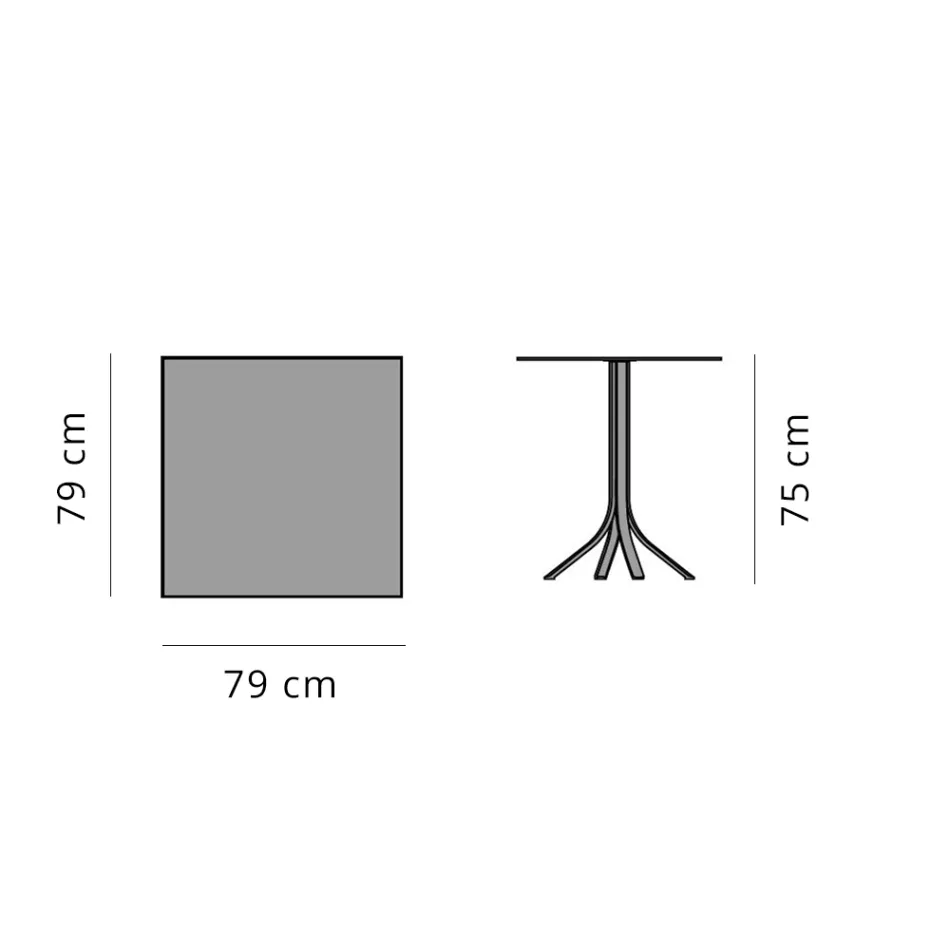 Square Outdoor Bar Table 4 Legs in Aluminum in 2 Colors - Filomena Viadurini