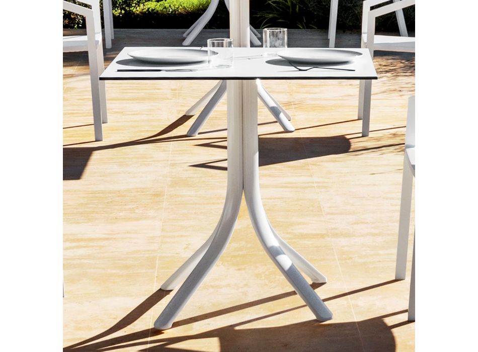 Square Outdoor Bar Table 4 Legs in Aluminum in 2 Colors - Filomena Viadurini