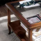 Square Living Room Coffee Table with Glass Top Made in Italy - Tepeyoti Viadurini