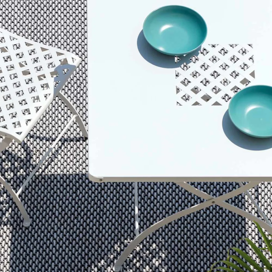 Square Folding Outdoor Table in Galvanized Steel Made in Italy - Selvaggia Viadurini