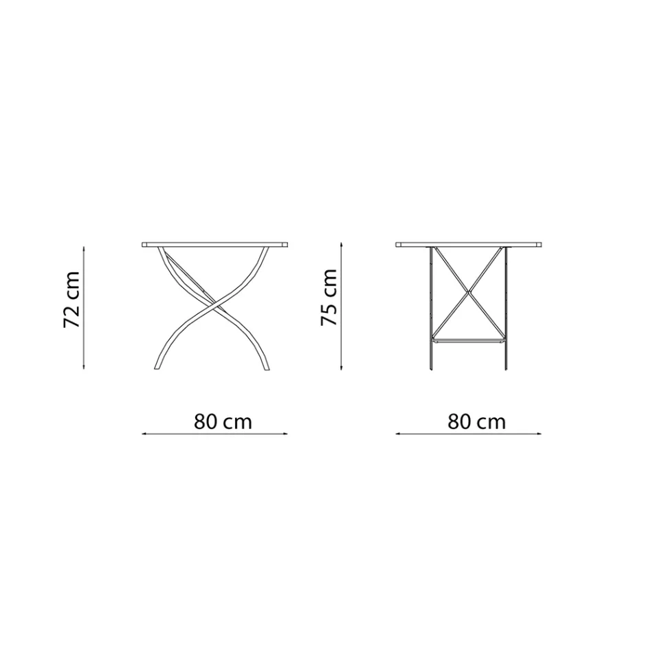 Square Folding Outdoor Table in Galvanized Steel Made in Italy - Selvaggia Viadurini