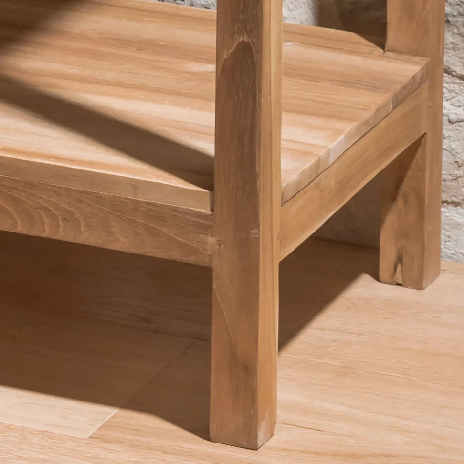 Coffee Table Made of Solid Teak Wood with 1 Drawer - Acrylic Viadurini