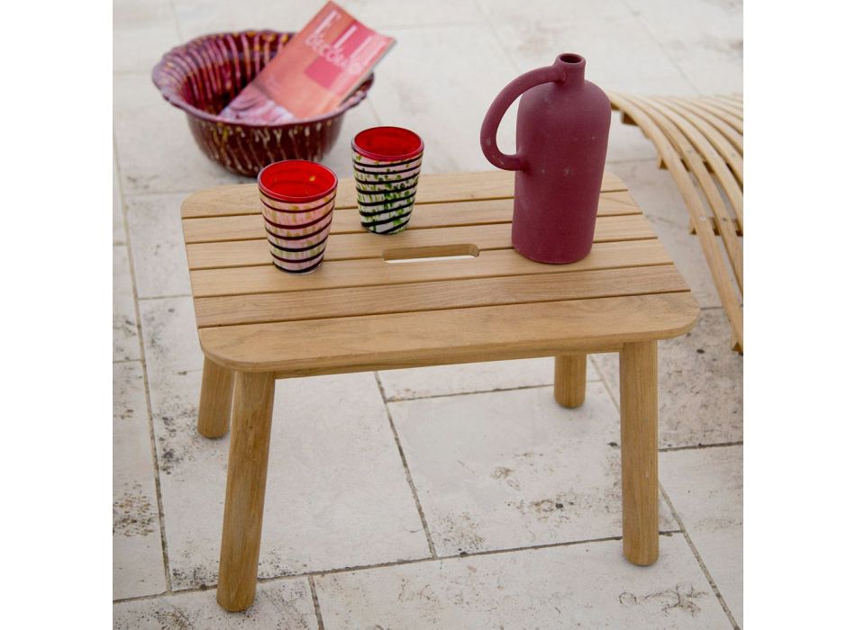 Rectangular Garden Coffee Table in Teak Wood Made in Italy - Liberato Viadurini