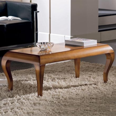 Rectangular Living Room Coffee Table in Patinated Cherry Wood Made in Italy - Ares Viadurini