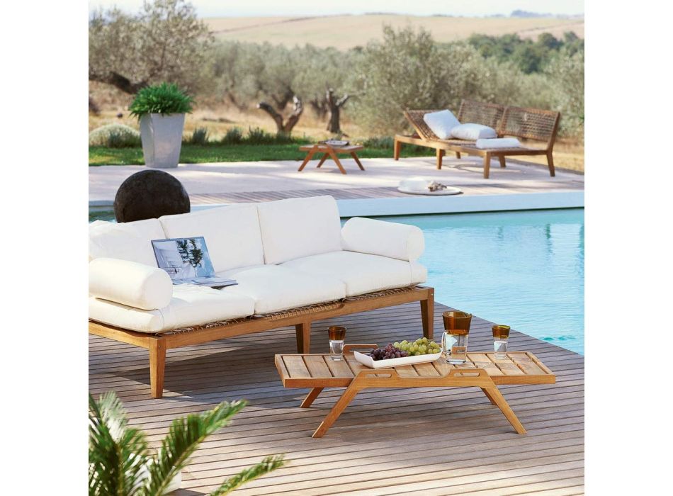 Rectangular Stackable Outdoor Coffee Table with Handles Made in Italy - Oracle Viadurini