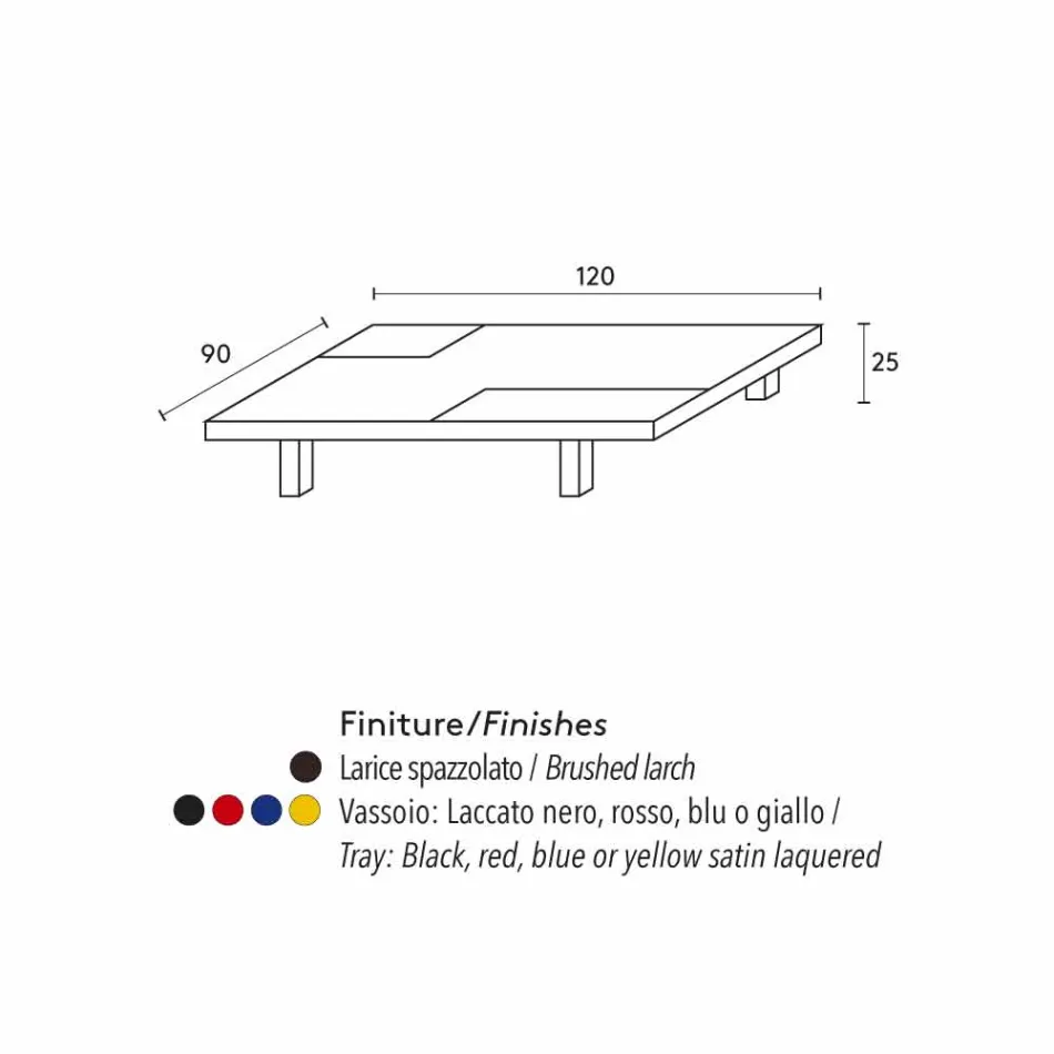Contemporary rectangular coffee table with iris removable embedded trays Viadurini