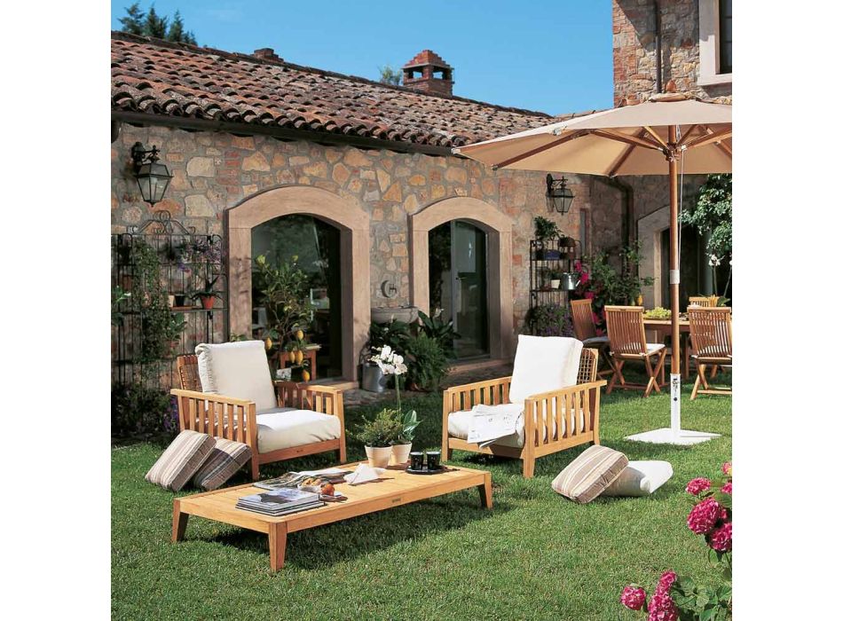 Rectangular Outdoor Coffee Table in Teak Wood Made in Italy - Oracle Viadurini