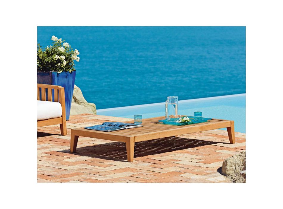 Rectangular Outdoor Coffee Table in Teak Wood Made in Italy - Oracle Viadurini