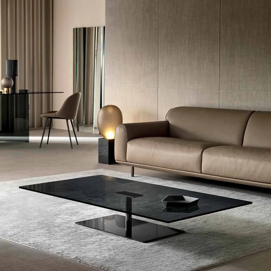 Rectangular Coffee Table for the Living Room in Extra-clear or Smoked Glass - Giovannino Viadurini