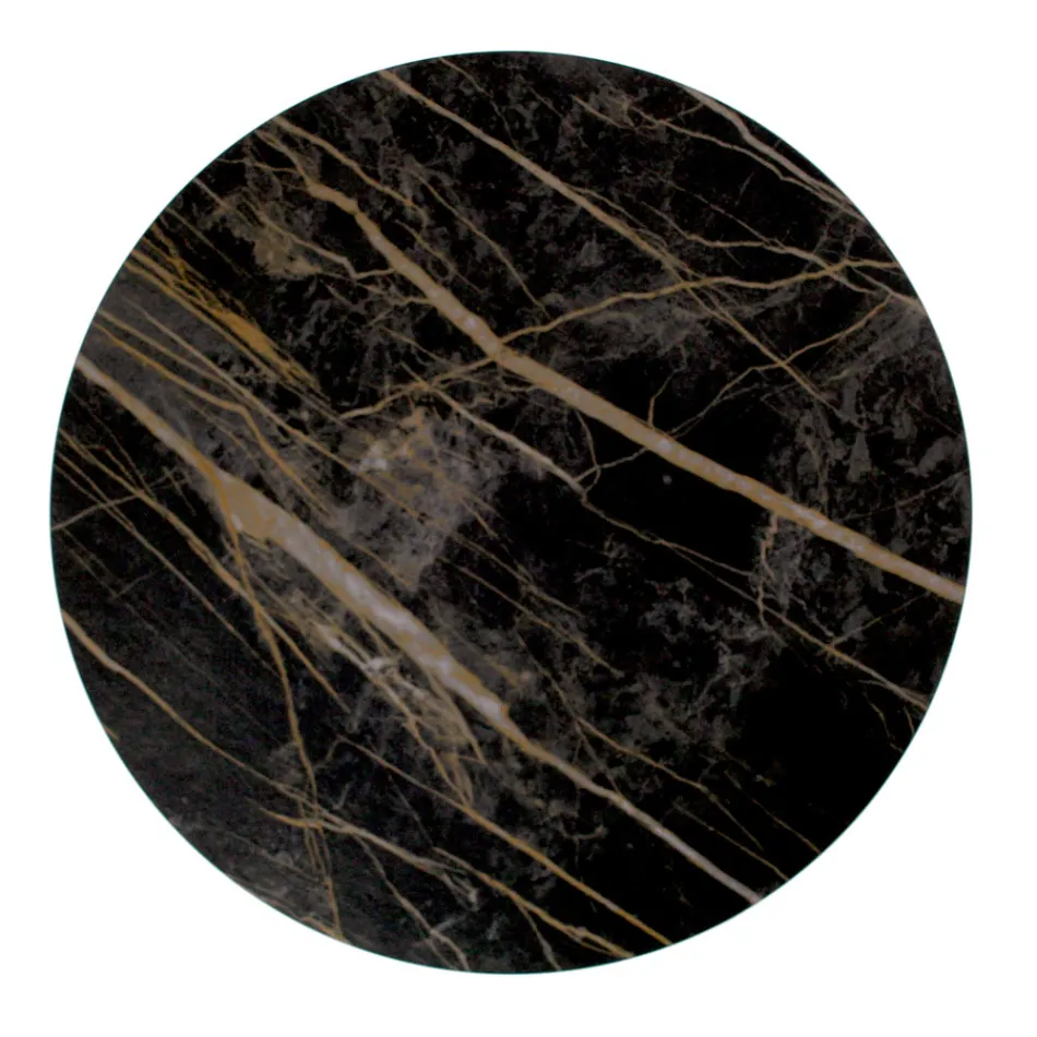 Round Coffee Table with Steel Base and Stoneware Top Made in Italy - Alisea Viadurini